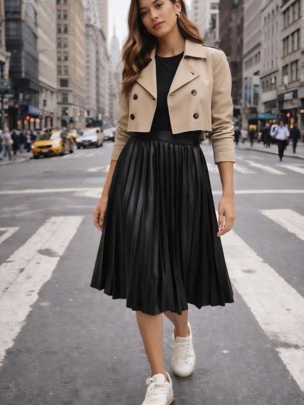 Monteau Black Pleated Midi Skirt